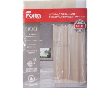 Штора для ванной комнаты 180х180 FORA Line (FOR-LN202) - Фото 6